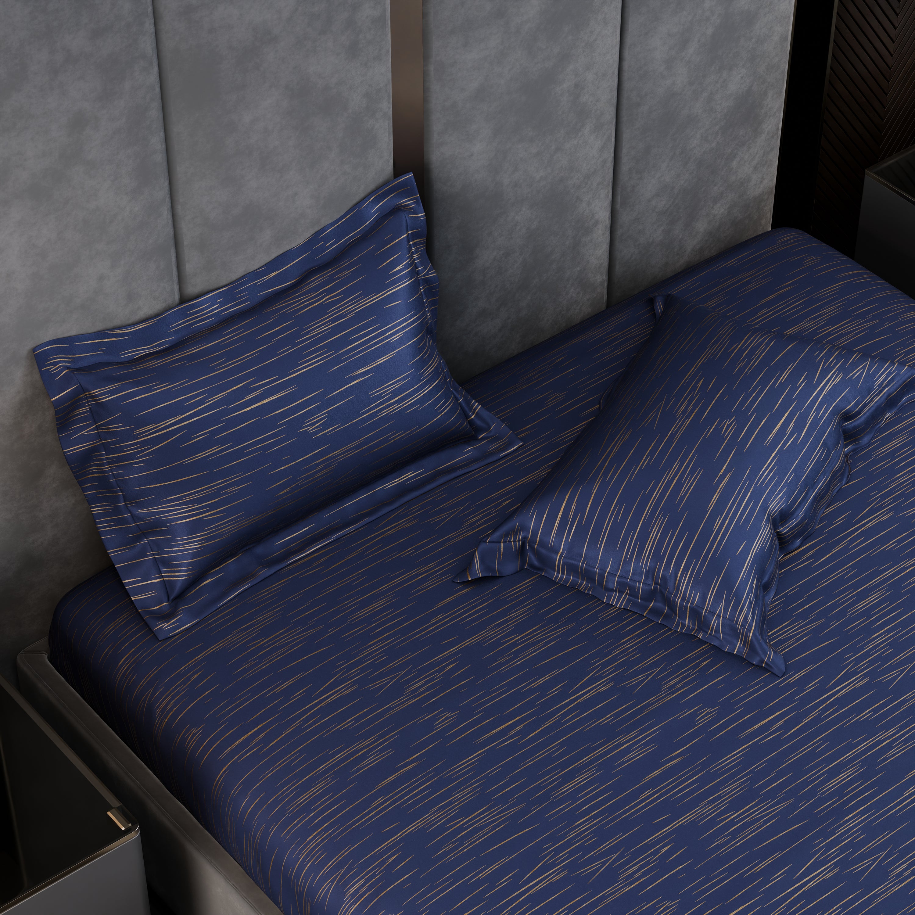 Sapphire Sparkle  Luxstre Cotton Fitted Sheet Set