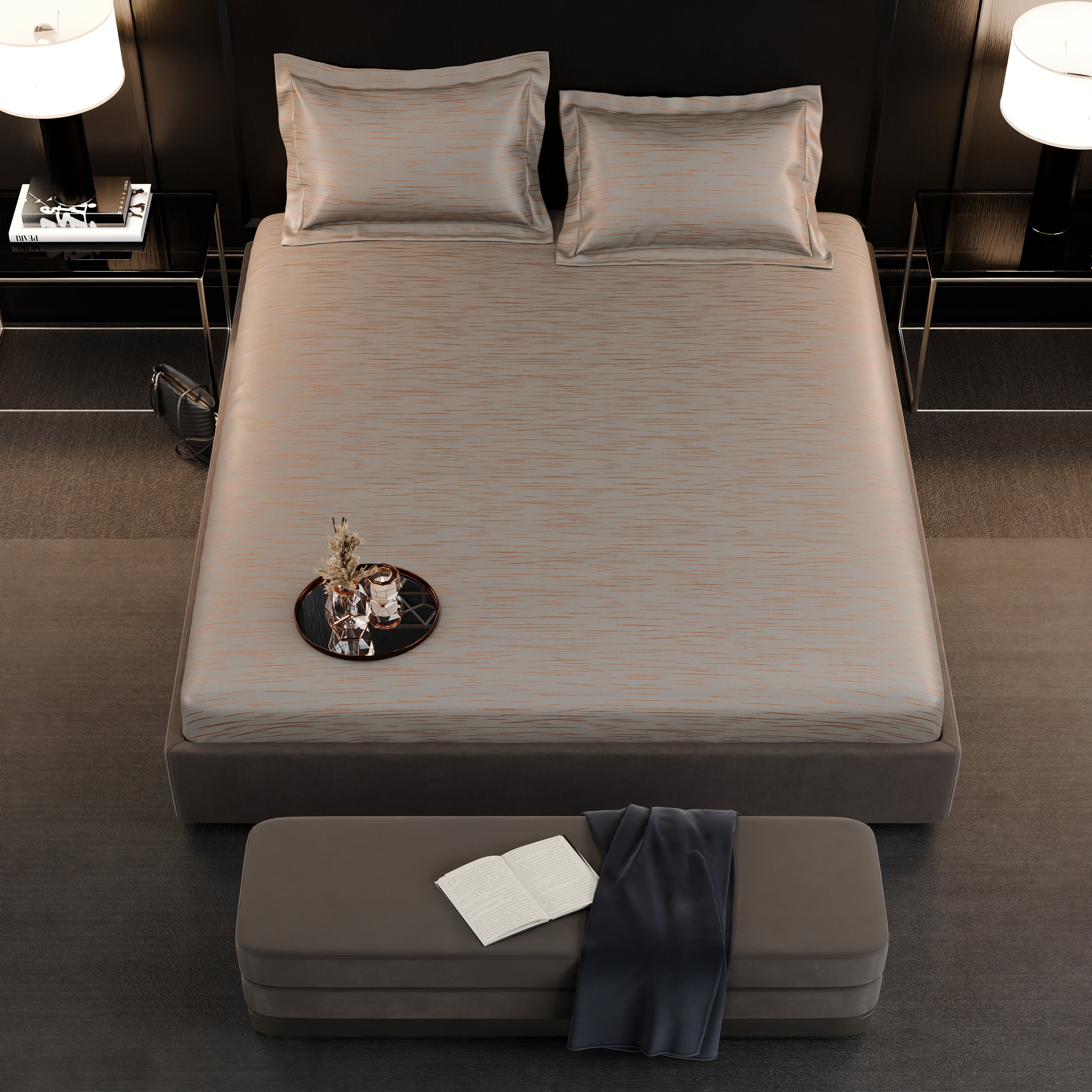 Sandstone Glow  Luxstre Cotton Fitted Sheet Set
