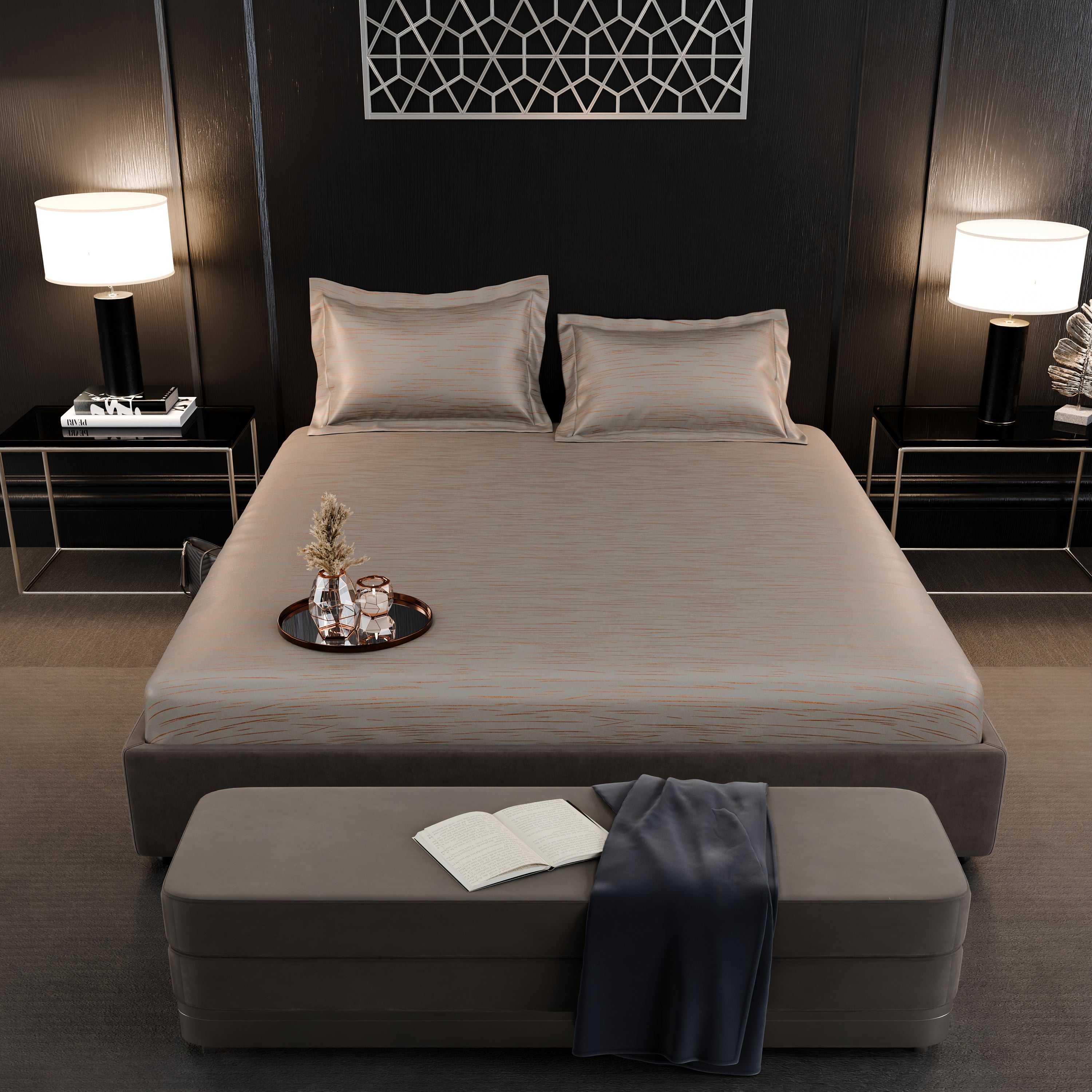 Sandstone Glow  Luxstre Cotton Fitted Sheet Set