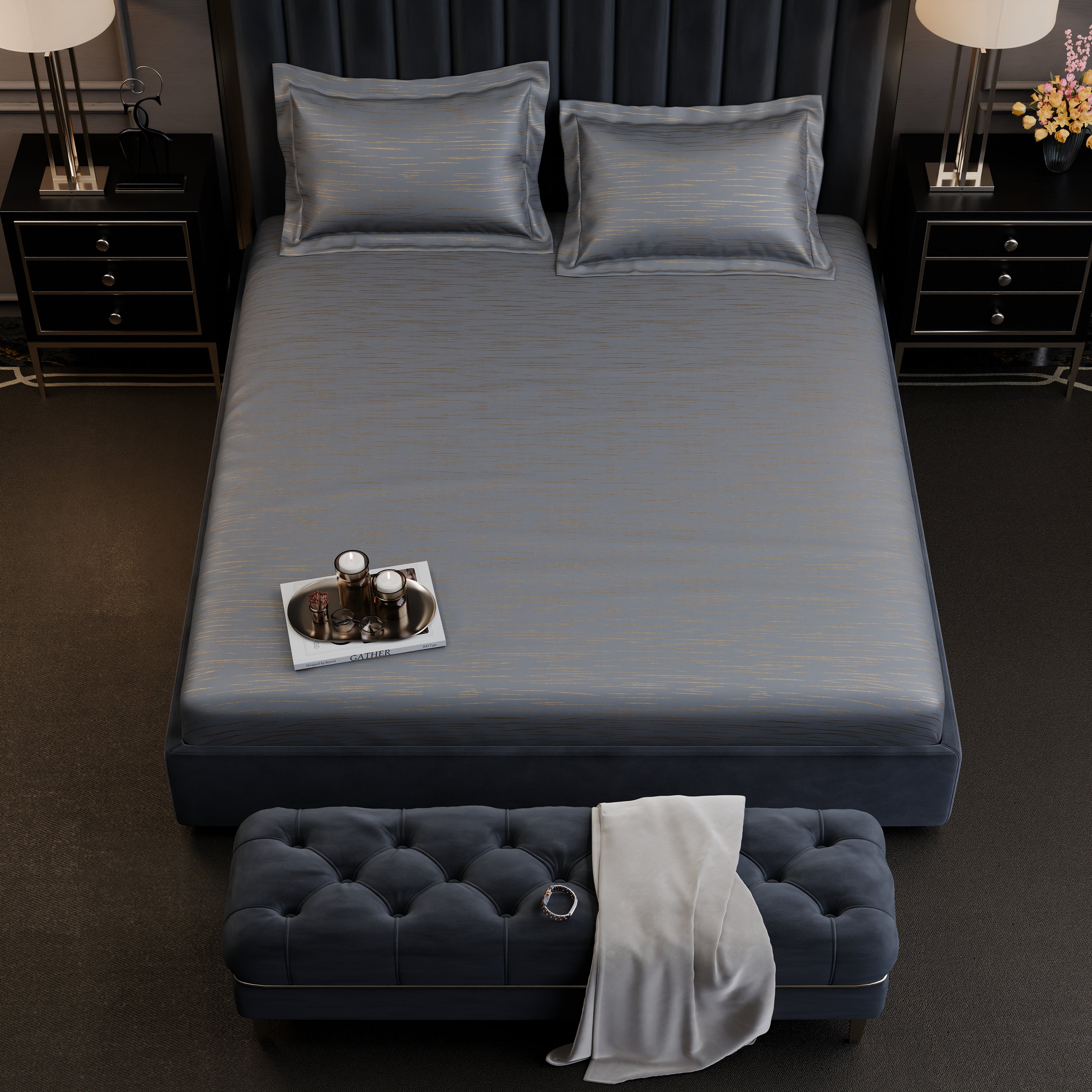 Golden Dusk  Luxstre Cotton Fitted Sheet Set