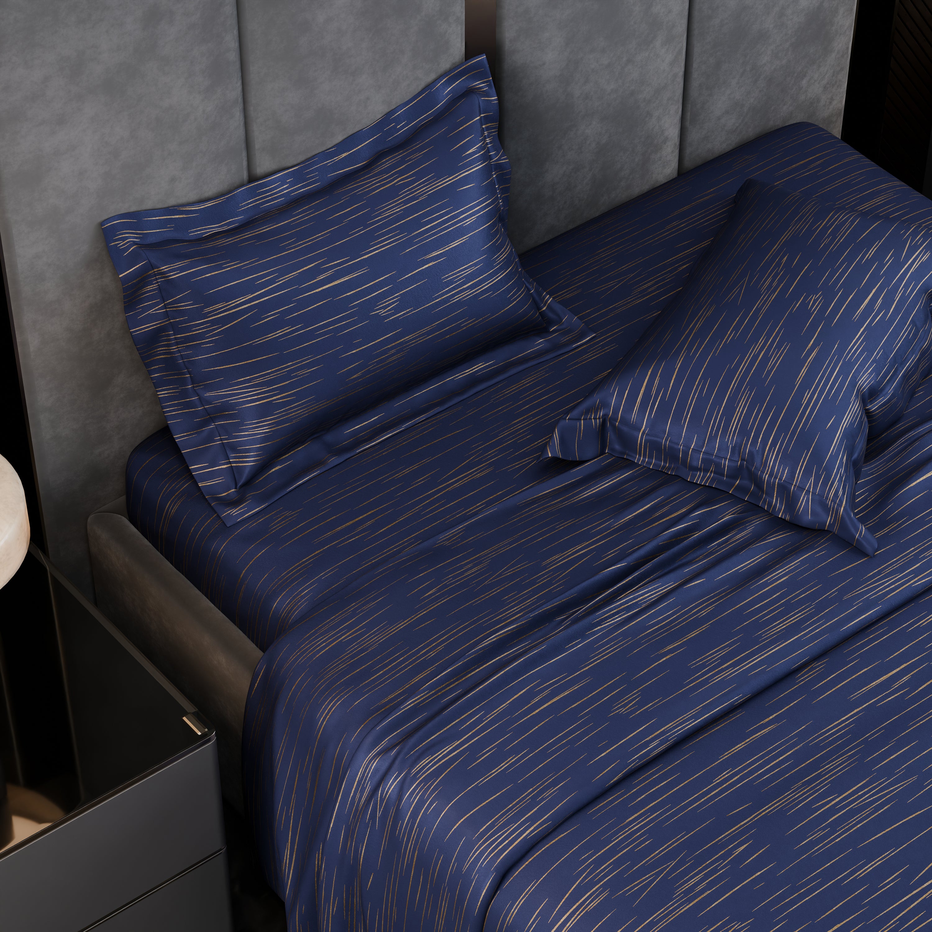 Sapphire Sparkle  Luxstre Cotton Bedsheet Set