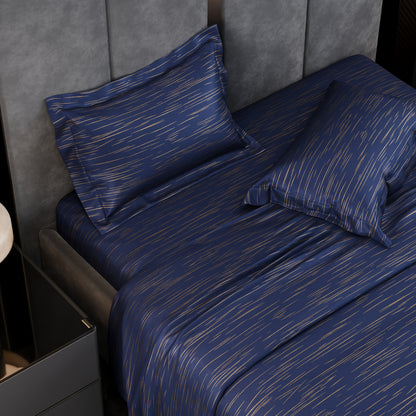 Sapphire Sparkle  Luxstre Cotton Bedsheet Set