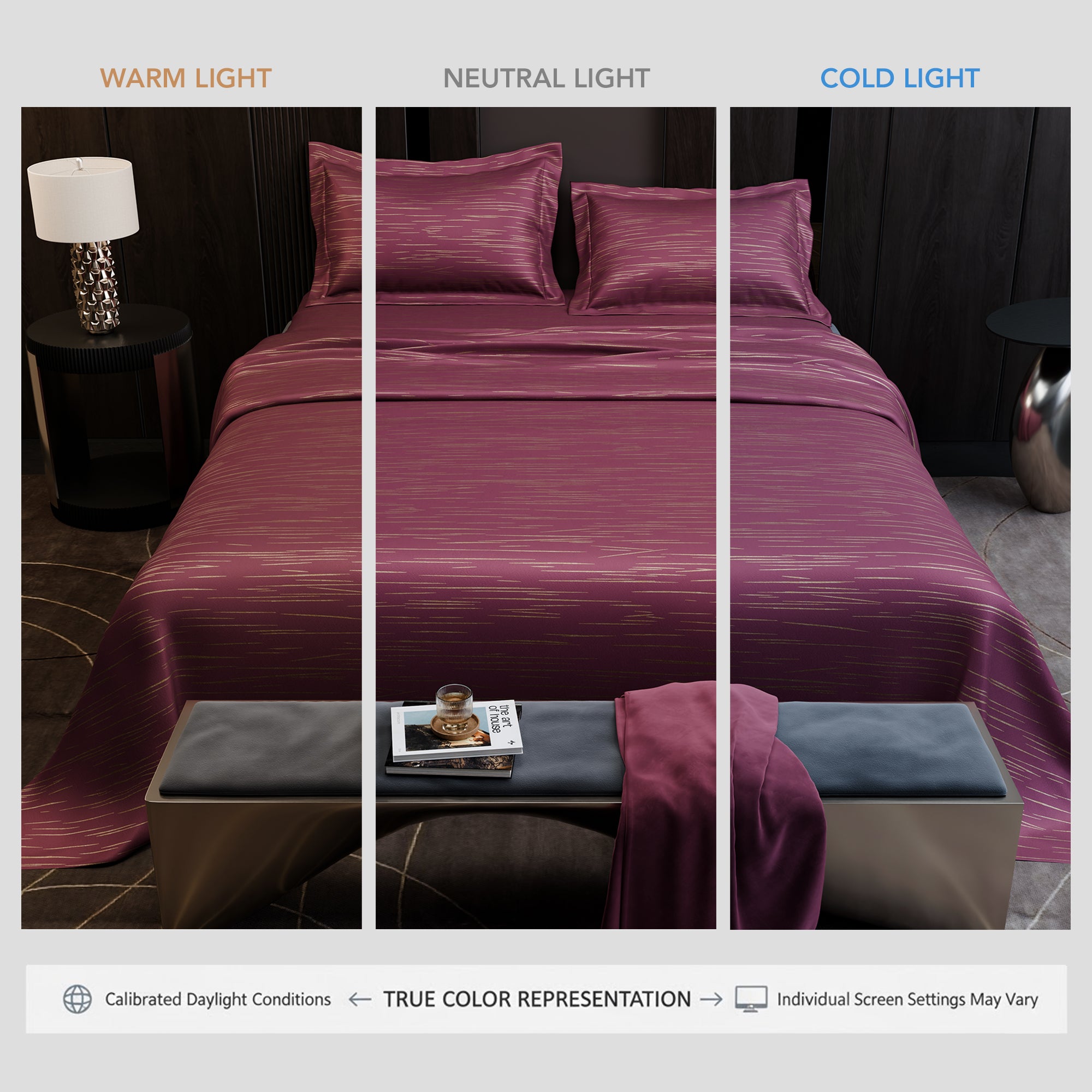 Crimson Radiance  Luxstre Cotton Bedsheet Set