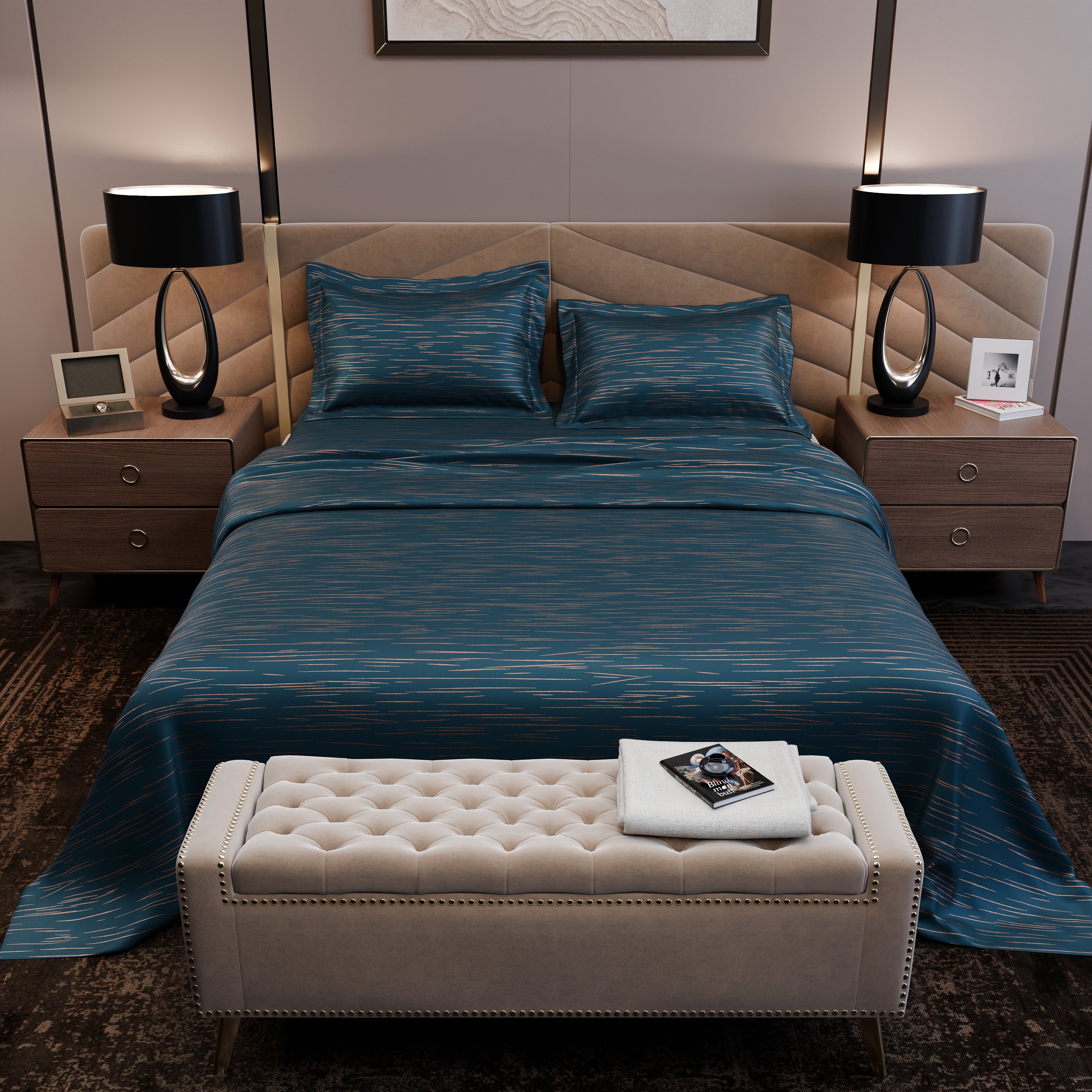 Azure Dazzle Luxstre Cotton Bedsheet Set