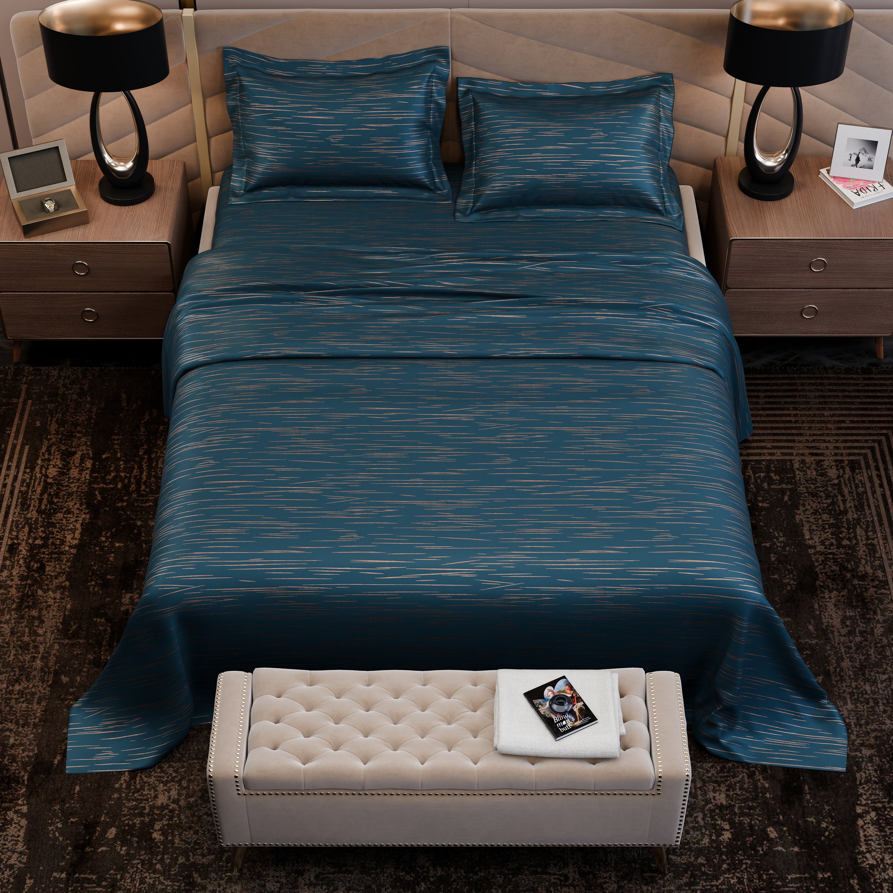 Azure Dazzle Luxstre Cotton Bedsheet Set