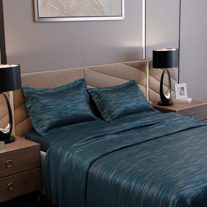 Azure Dazzle Luxstre Cotton Bedsheet Set