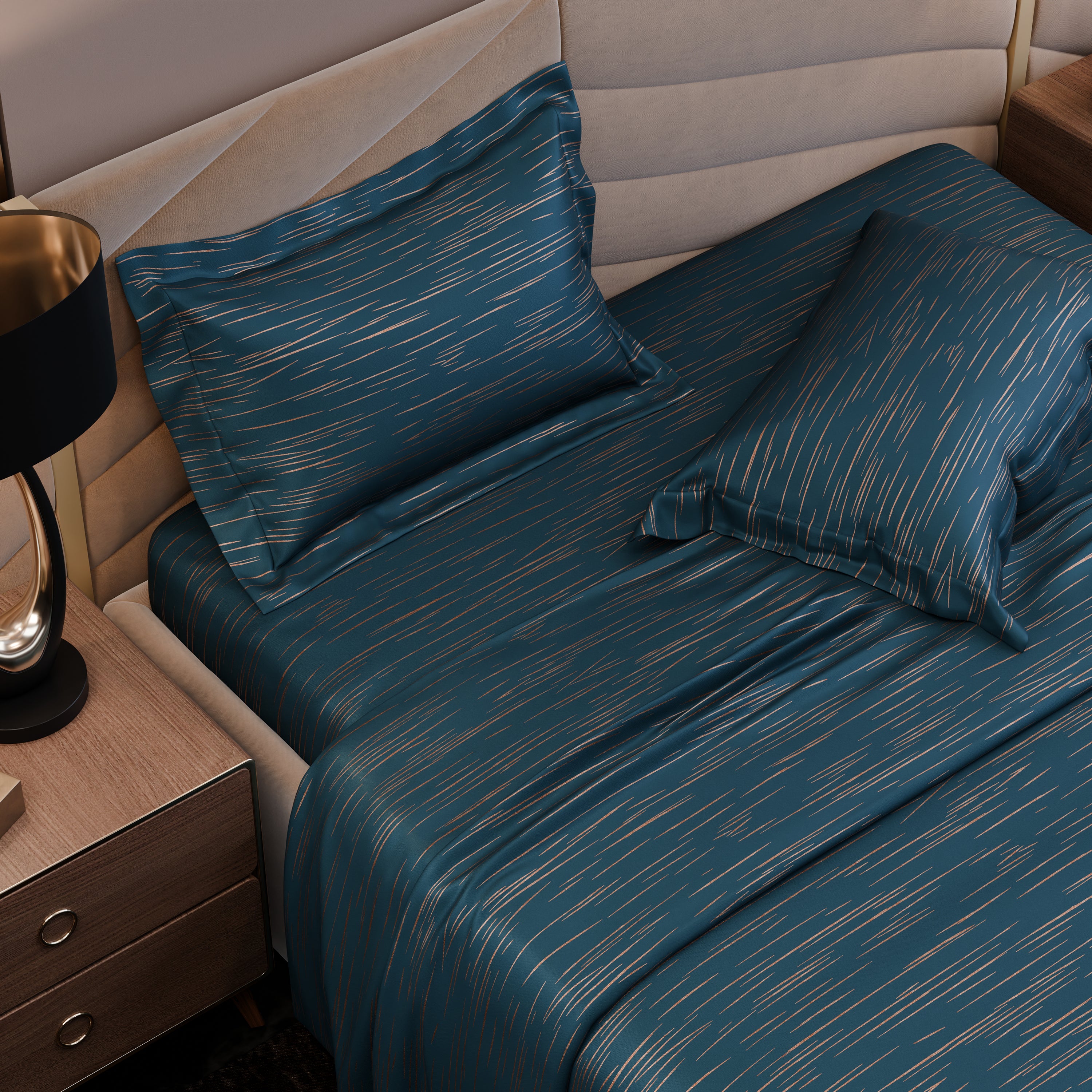 Azure Dazzle Luxstre Cotton Bedsheet Set