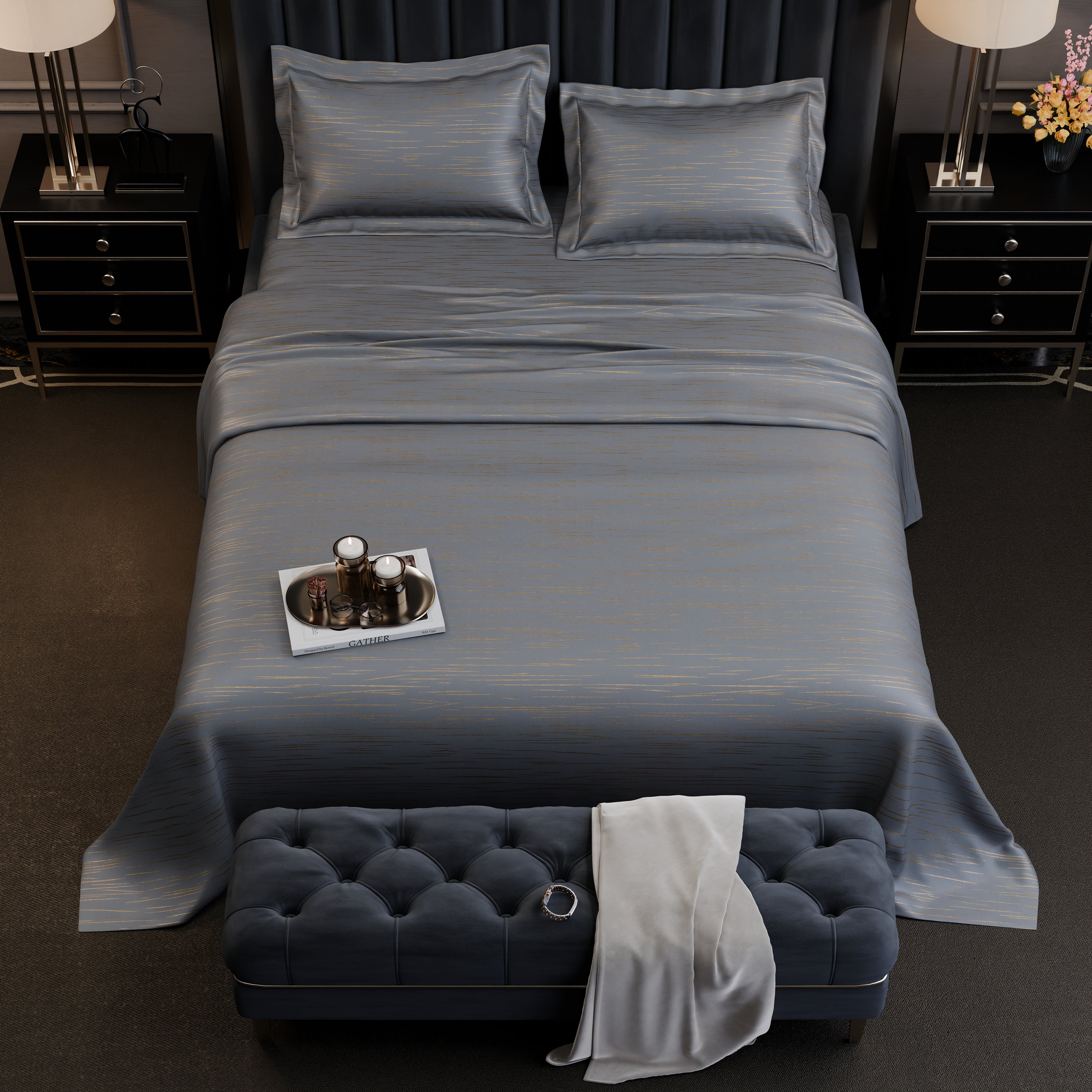 Golden Dusk Luxstre Cotton Bedsheet Set