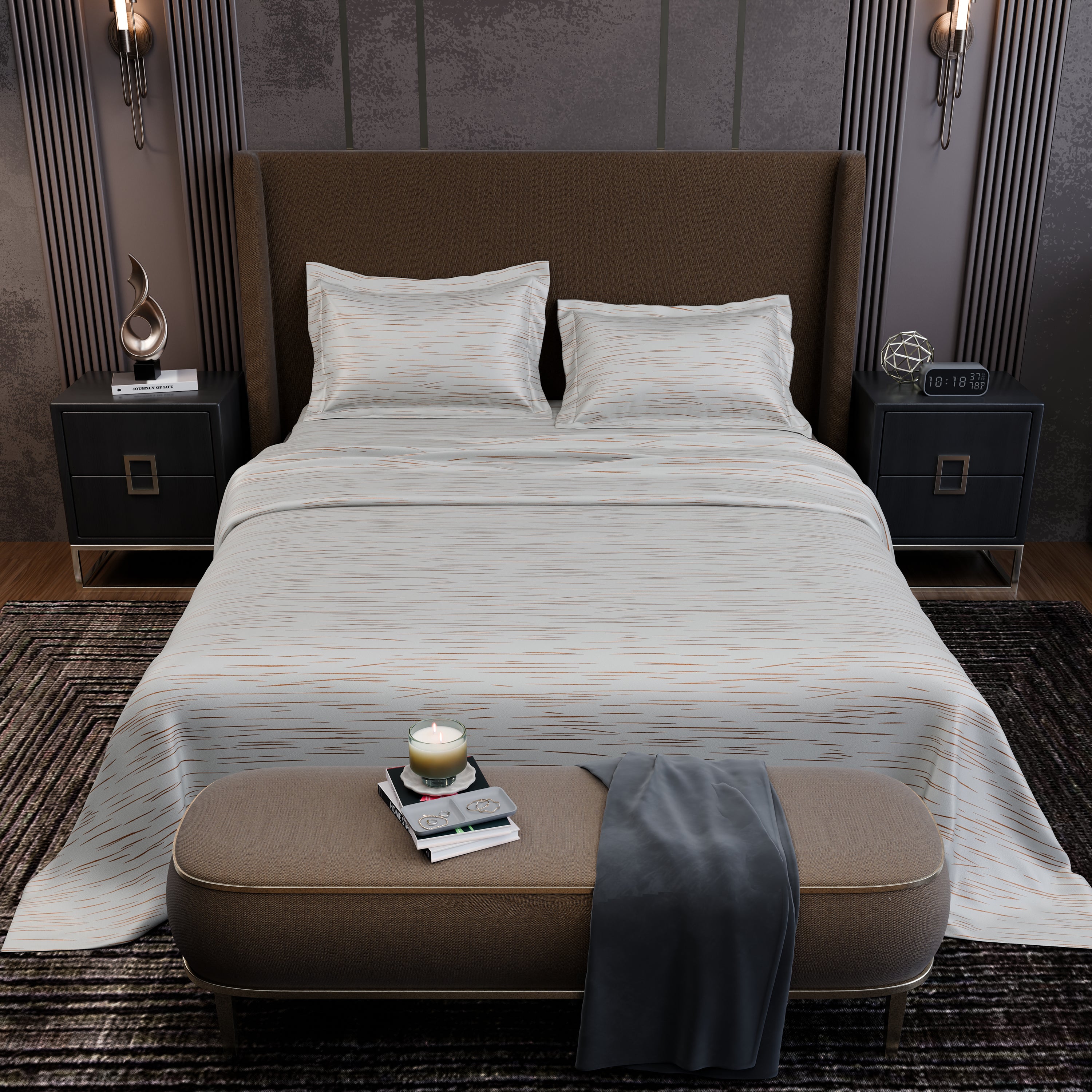Ivory Rosé  Luxstre Cotton Bedsheet Set