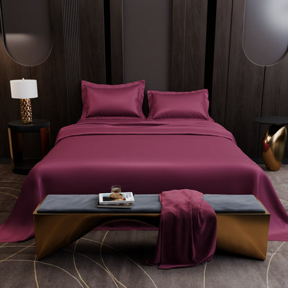 Cherry Crimson Luxstre Cotton Bed Sheet Set