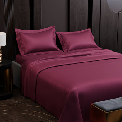 Cherry Crimson Luxstre Cotton Bed Sheet Set