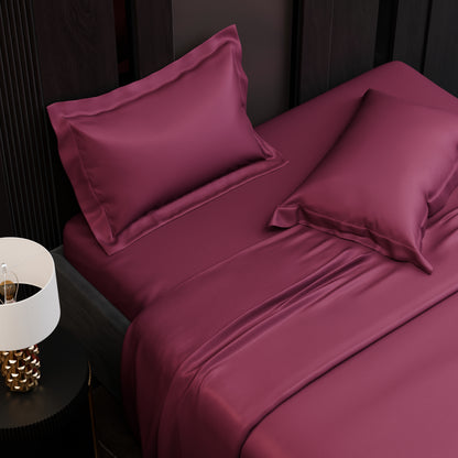 Cherry Crimson Luxstre Cotton Bed Sheet Set