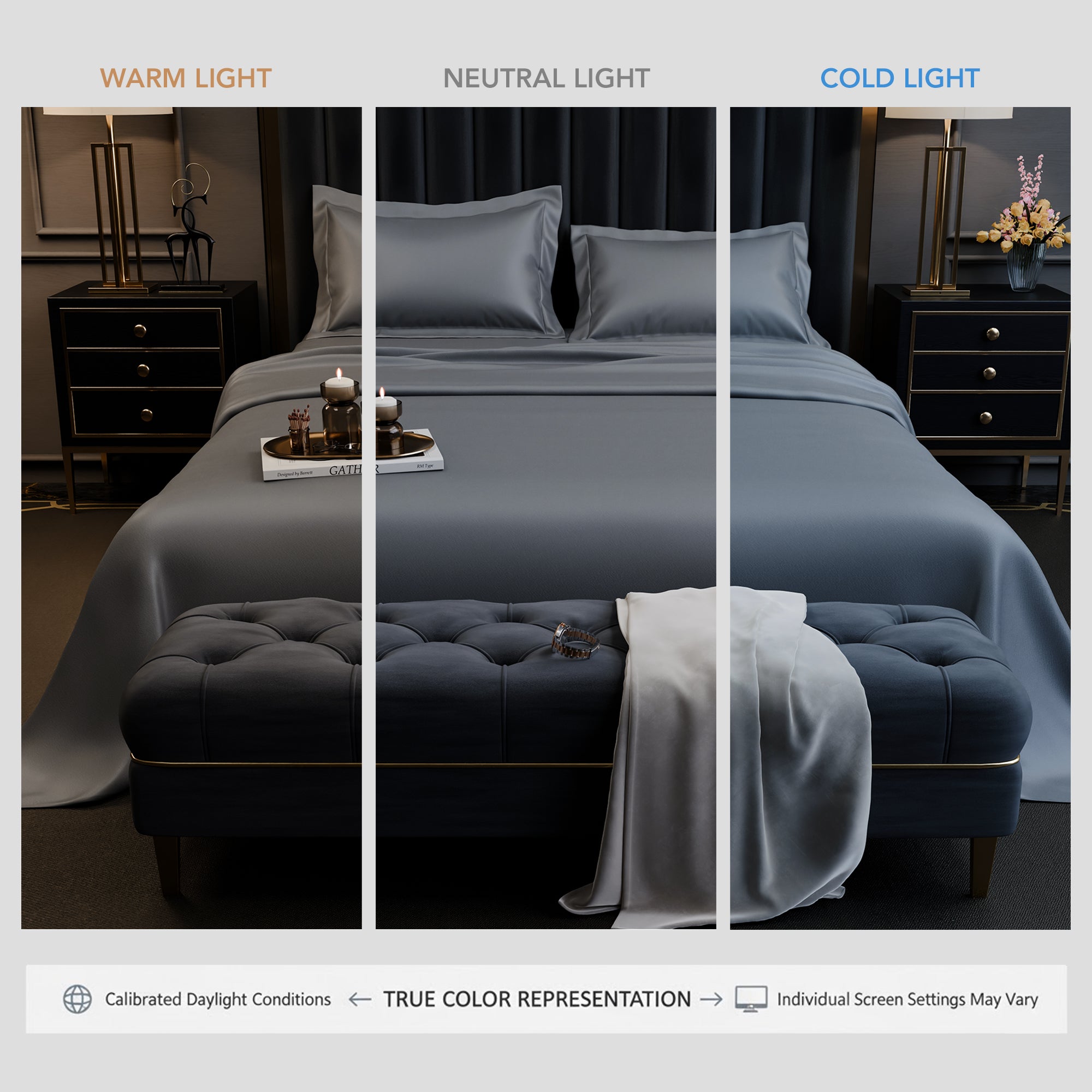 Storm Grey Luxstre Cotton Bed Sheet Set