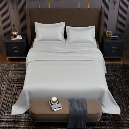 Frosted Ivory Luxstre Cotton Bed Sheet Set