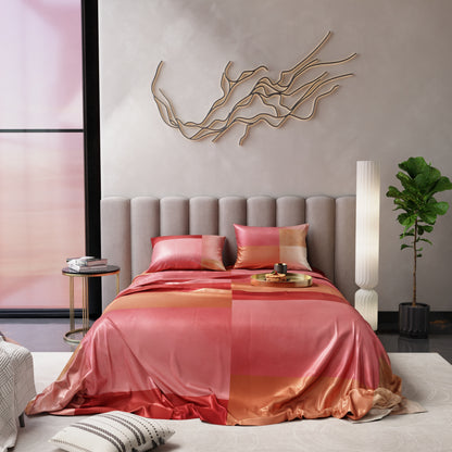 Coral Veil Ultra Satin Bedsheet Set