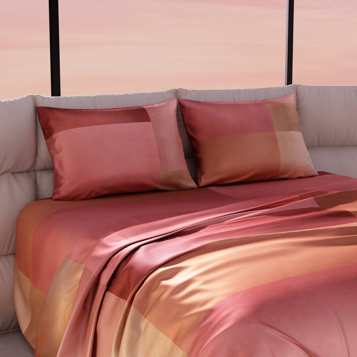 Coral Veil Ultra Satin Bedsheet Set
