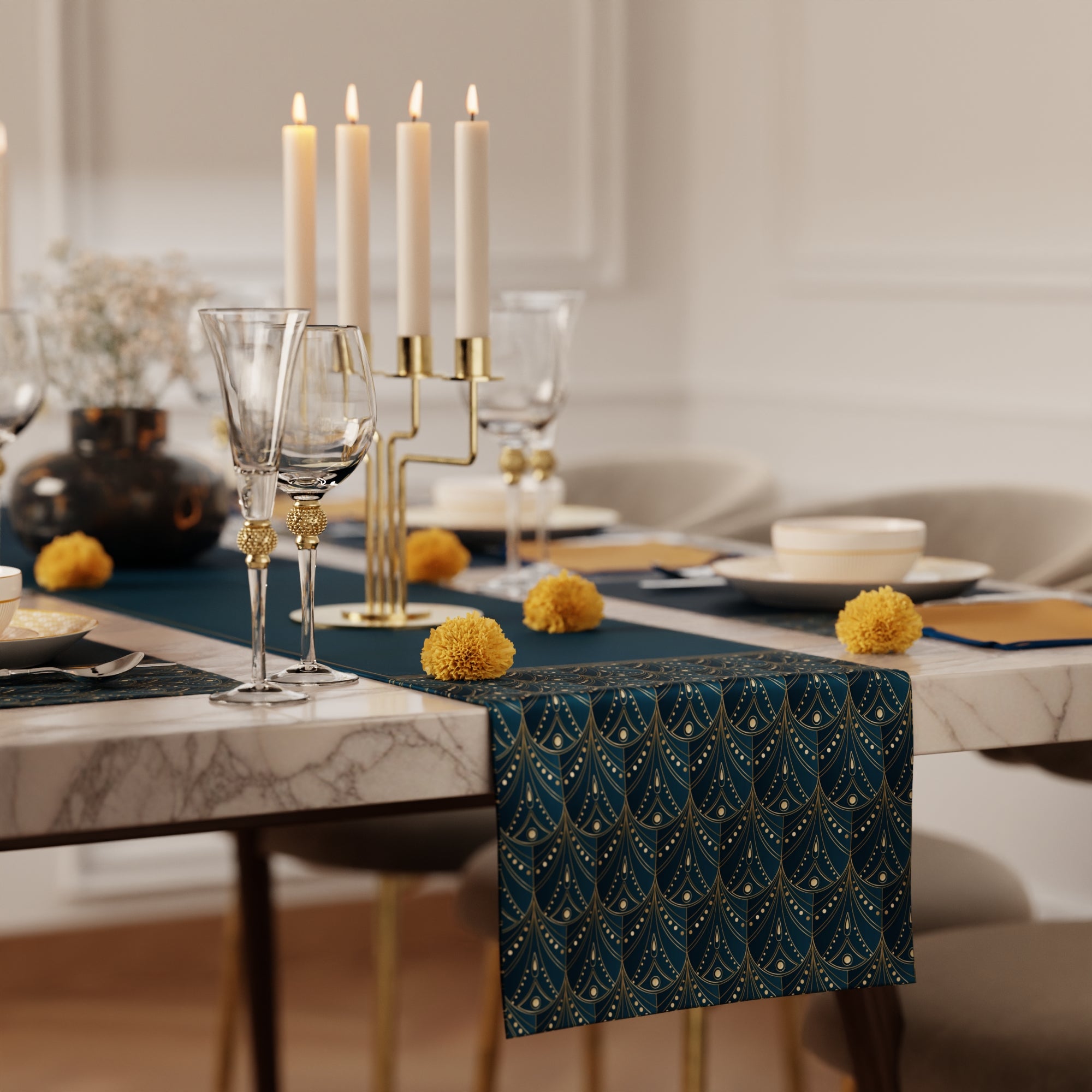 Teal Revelry Table Linen Set