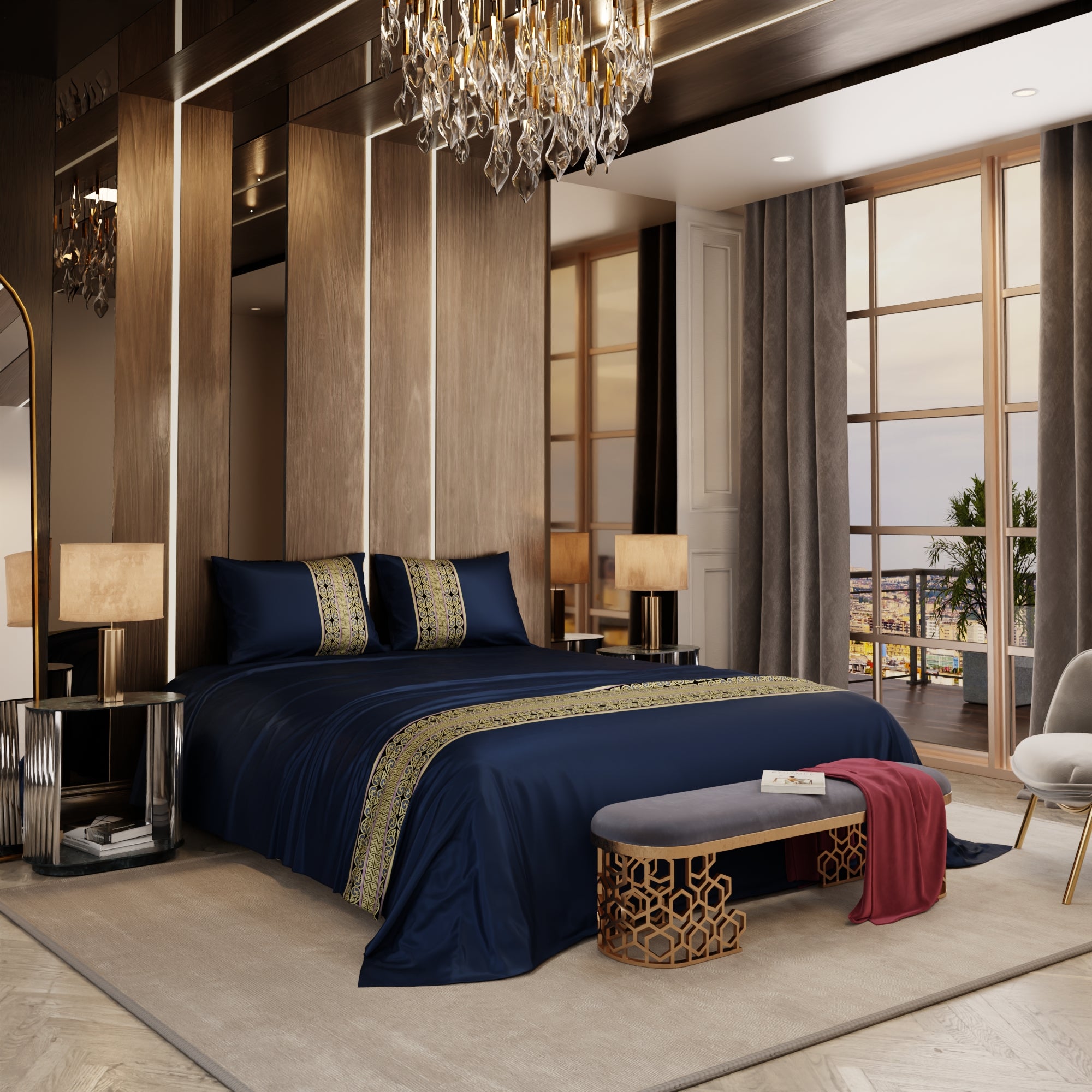 Imperial Indigo Double Bedsheet Set