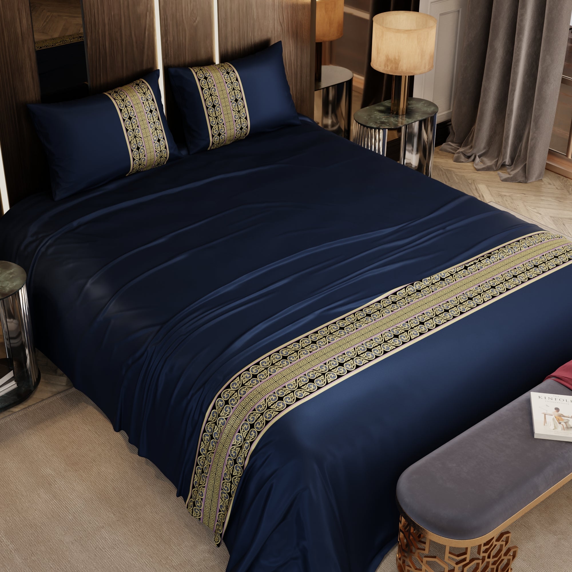 Imperial Indigo Double Bedsheet Set
