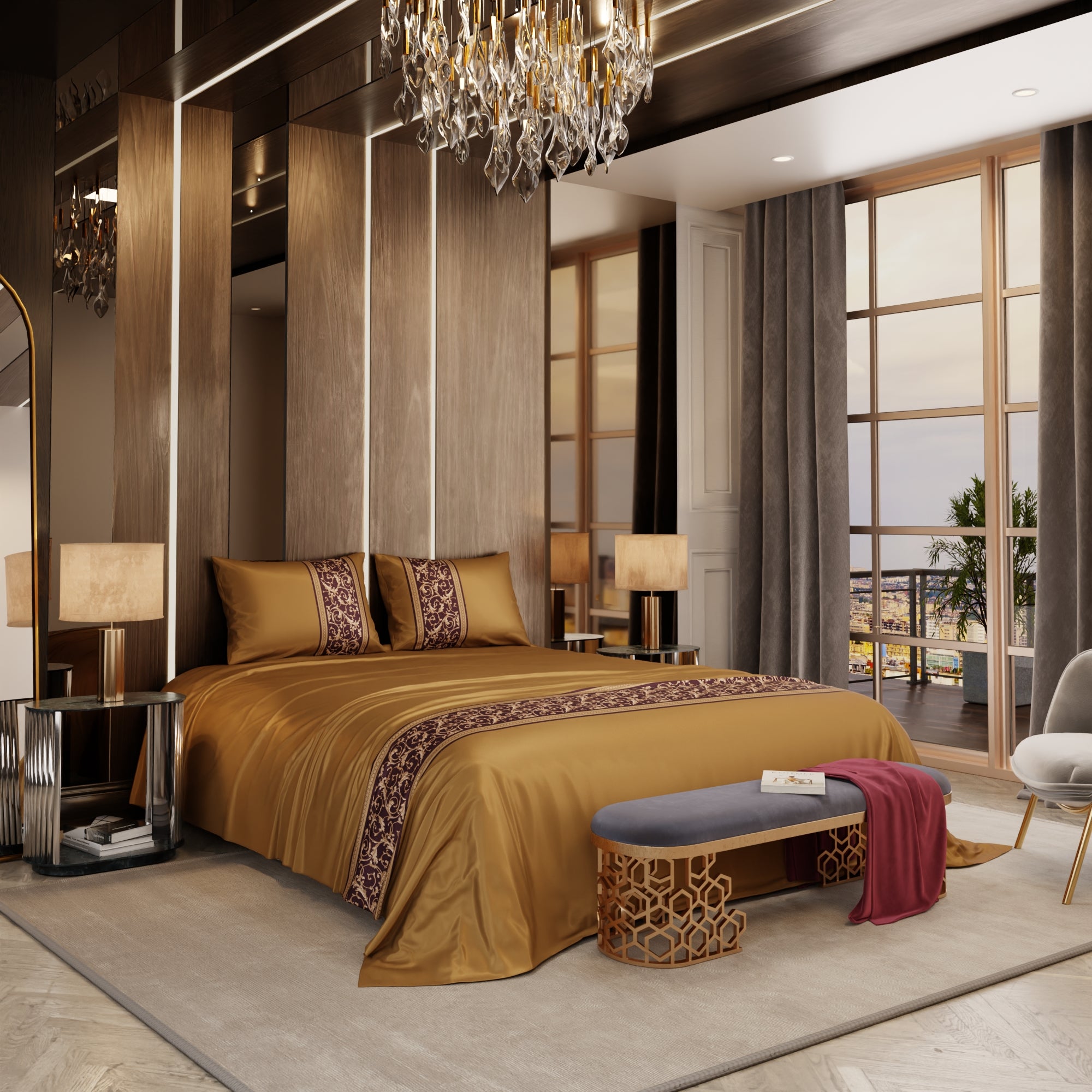 Grandeur of the Sun Double Bedsheet Set