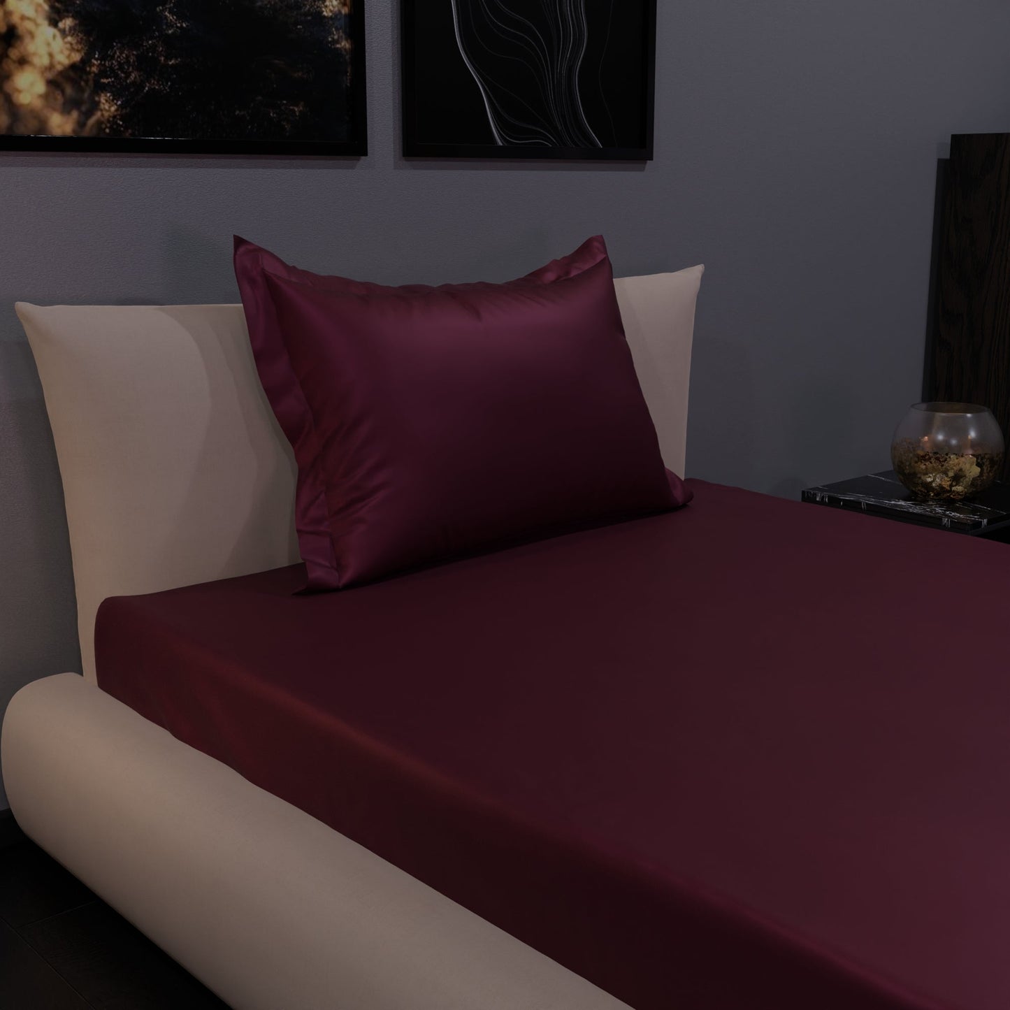 Velvet Wine Fitted Bedsheet Set