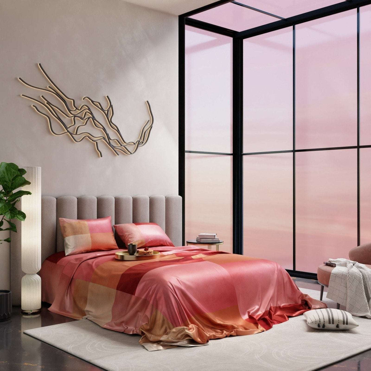 Coral Veil Ultra Satin Bedsheet Set