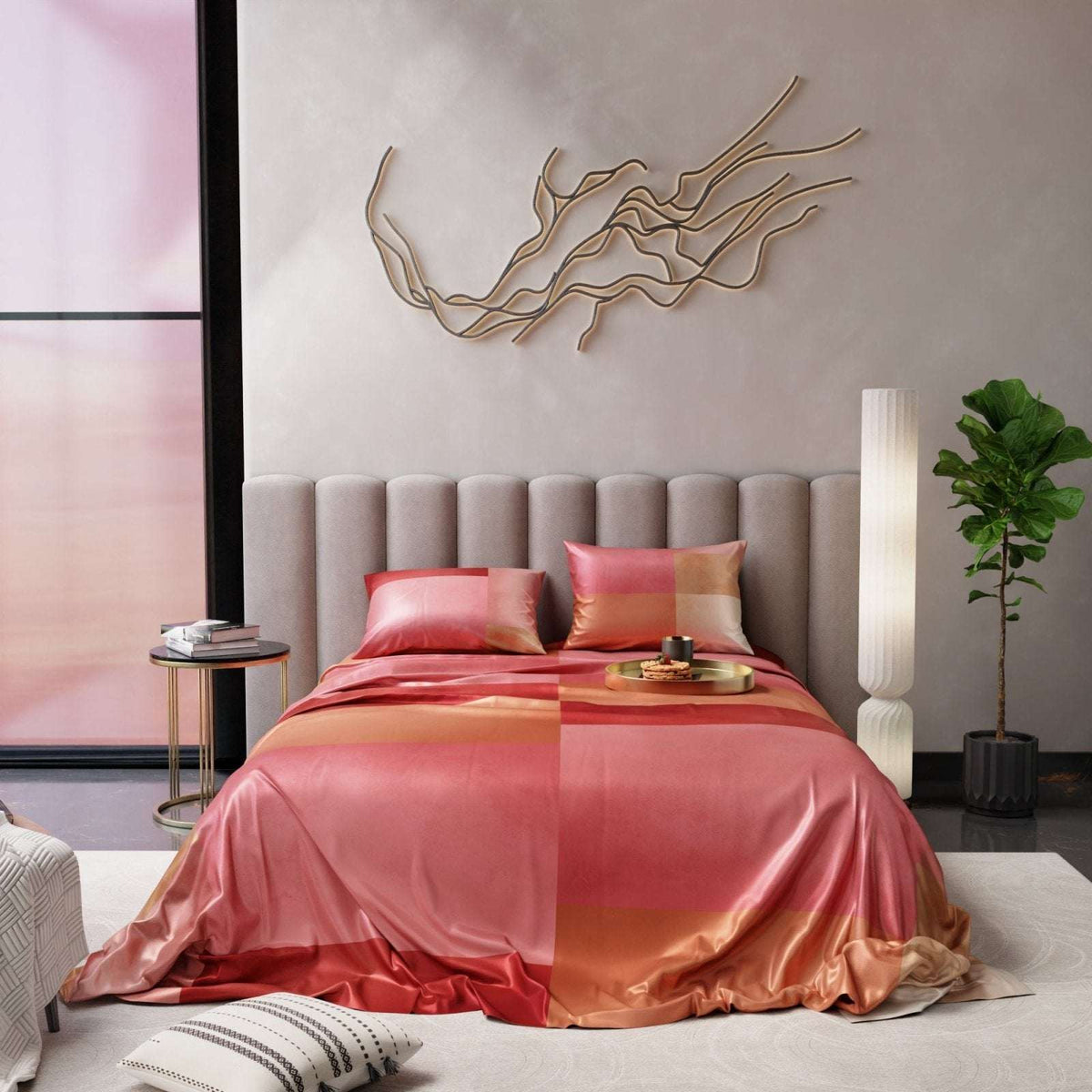 Coral Veil Ultra Satin Bedsheet Set