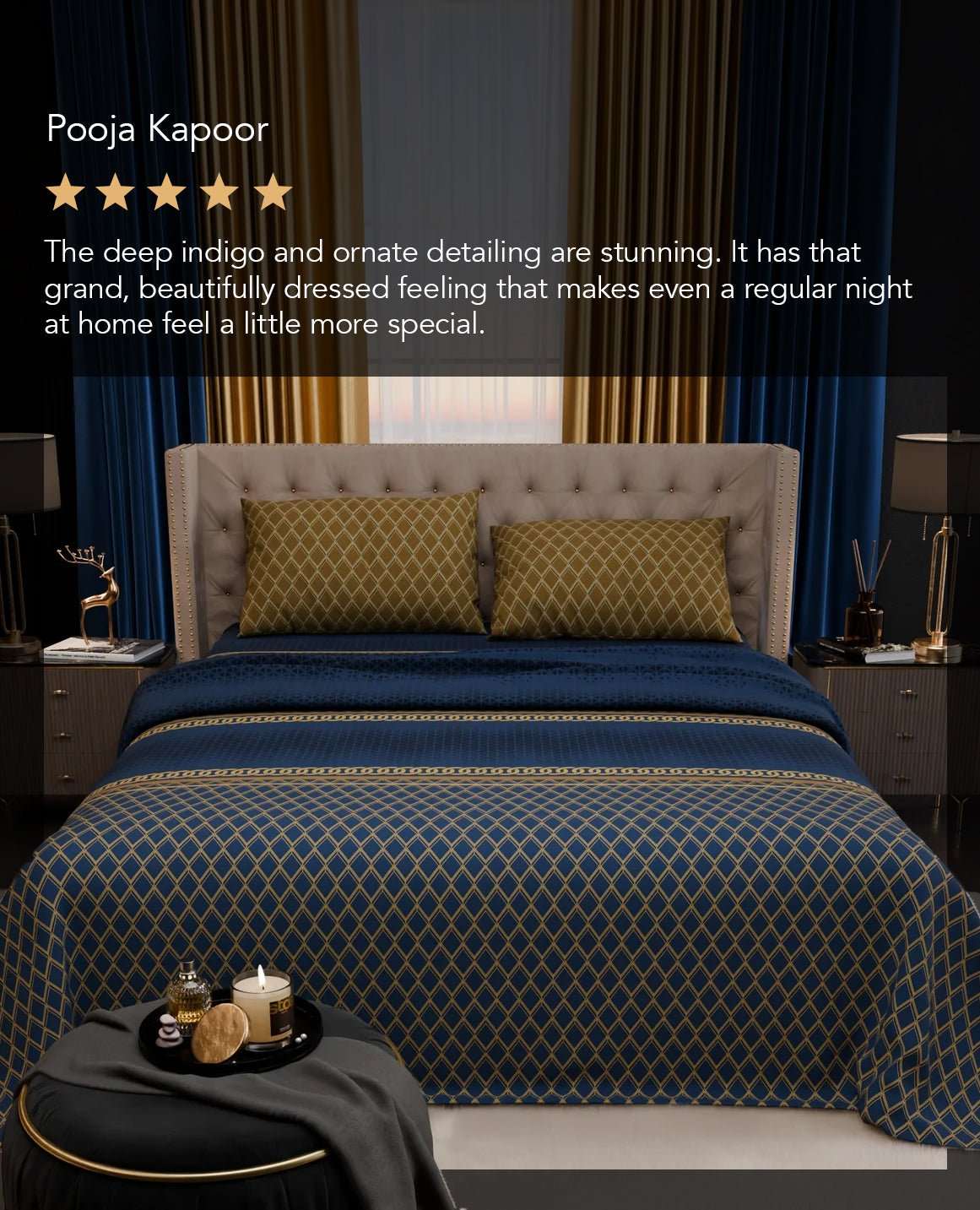 Indigo Arcadia Cotton Bedsheet Set