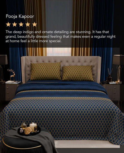 Indigo Arcadia Cotton Bedsheet Set