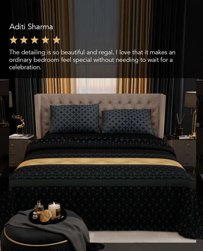 Midnight Crest Cotton Bedsheet Set