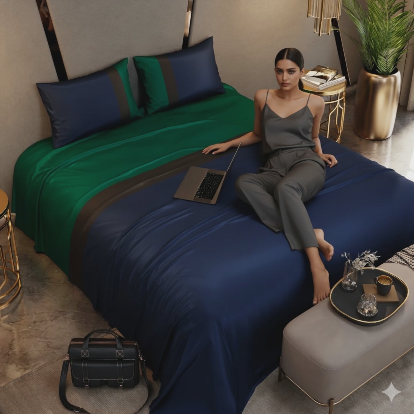 Load video: Eiffel Edge Bedsheet Set