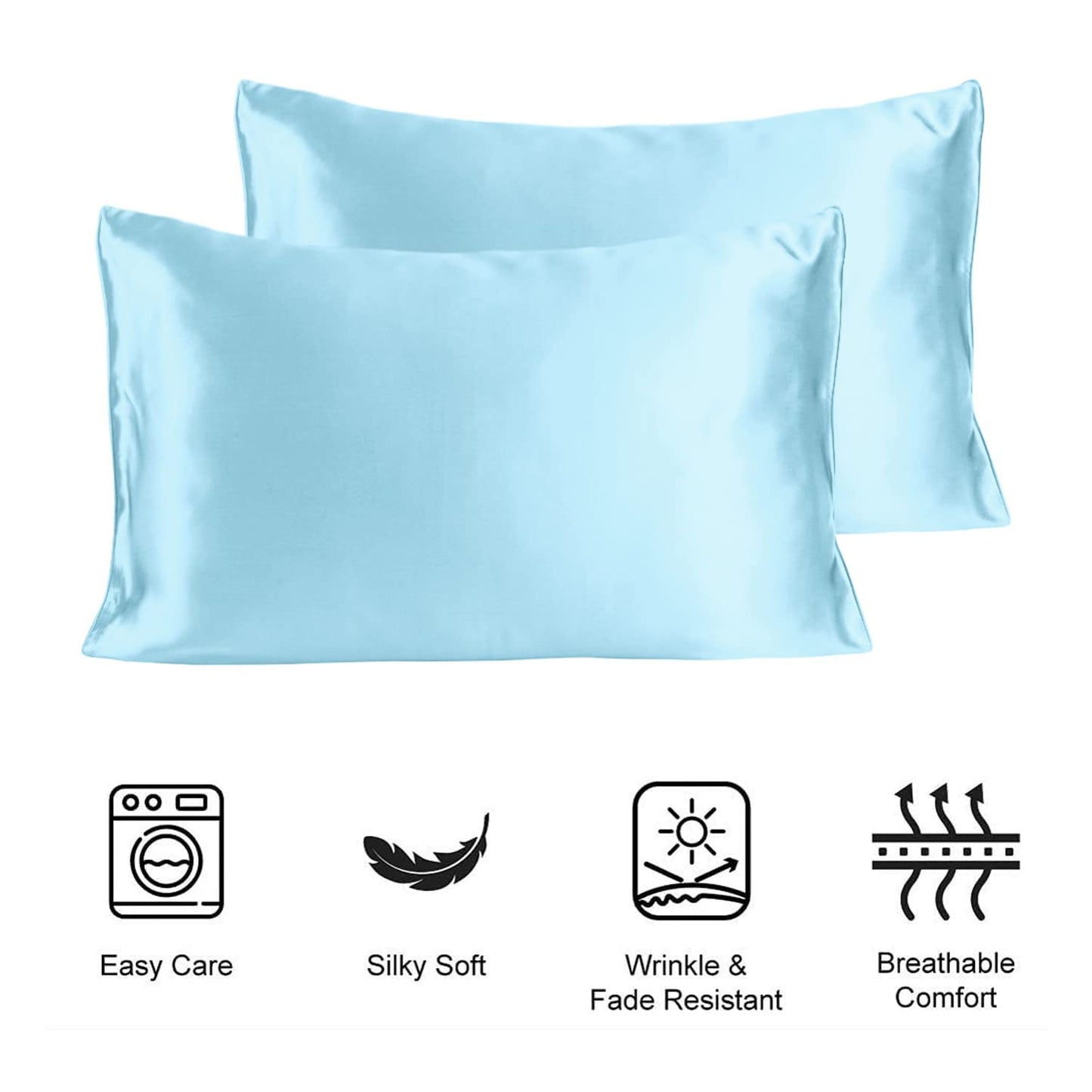 Stoa Paris Ultra Sateen Set of 2 Blue Pillow Cover From SilkLike Collection