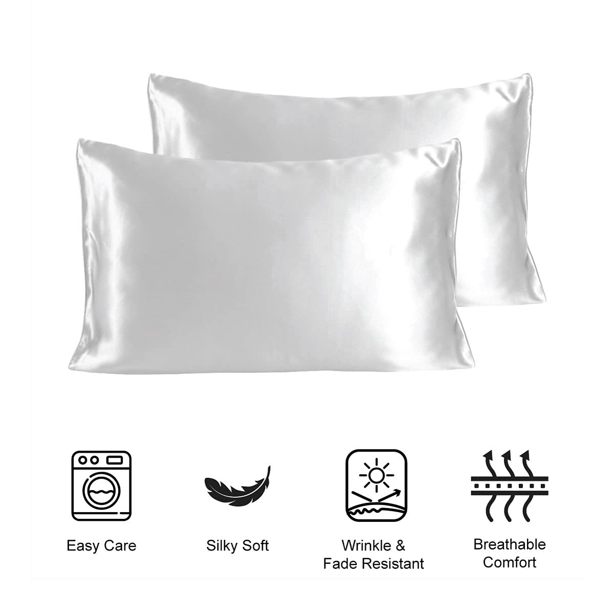 Stoa Paris Ultra Sateen Set of 2 White Pillow Cover From SilkLike Collection