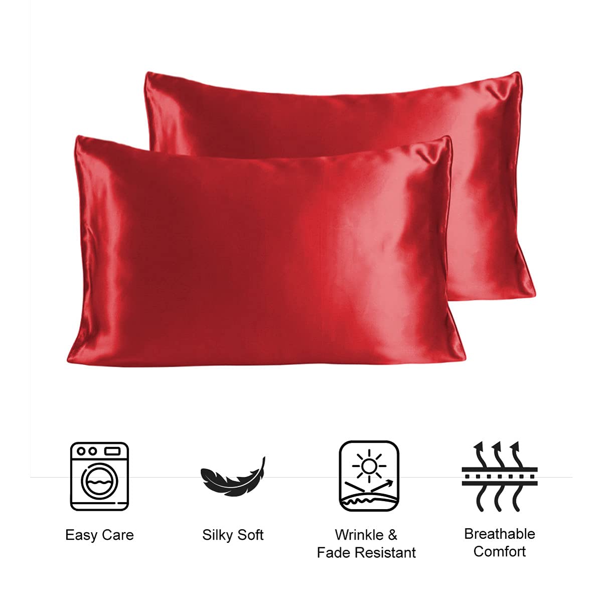 Stoa Paris Ultra Sateen Set of 2 Red Pillow Cover From SilkLike Collection