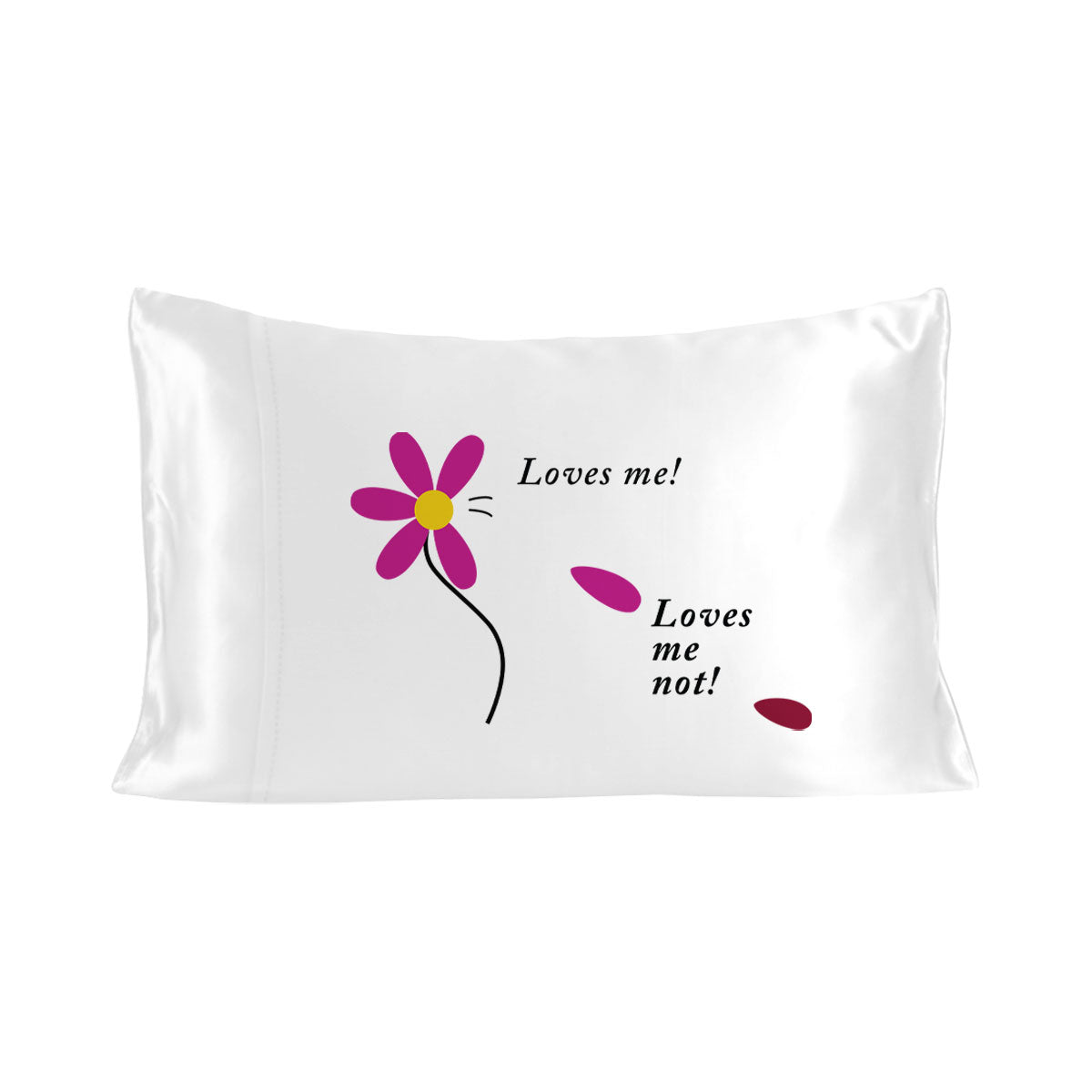 White Satin Silky Pillow Covers Set, Luxury Soft, Smooth Feel with Love Messages from "Love Me Love Me Not" Stoa Paris Pillow Tok Collection